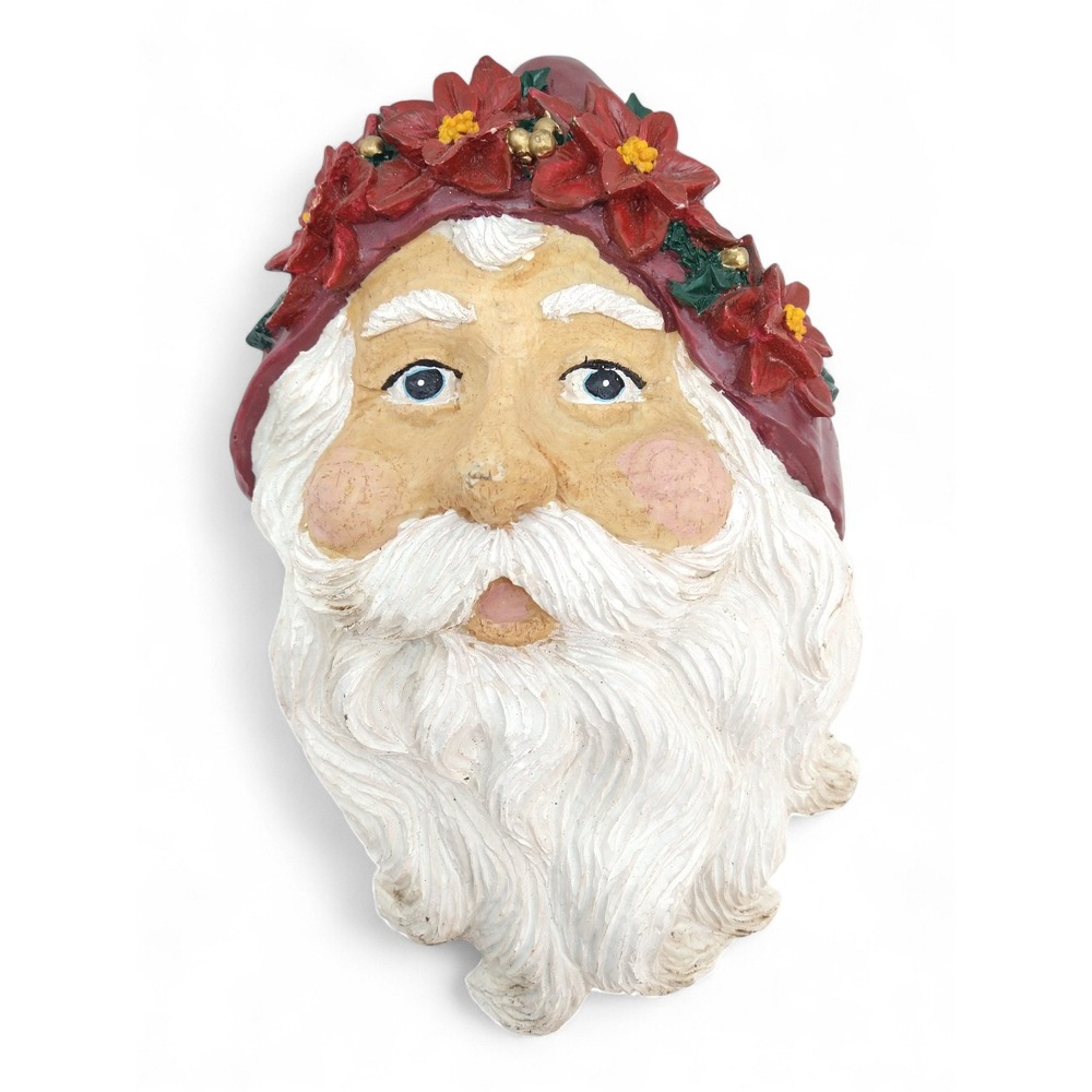 Santa Claus Face Wall Hanging Holiday Decor 11" Tall